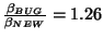 $\frac{\beta_{BUG}}{\beta_{NEW}} = 1.26$